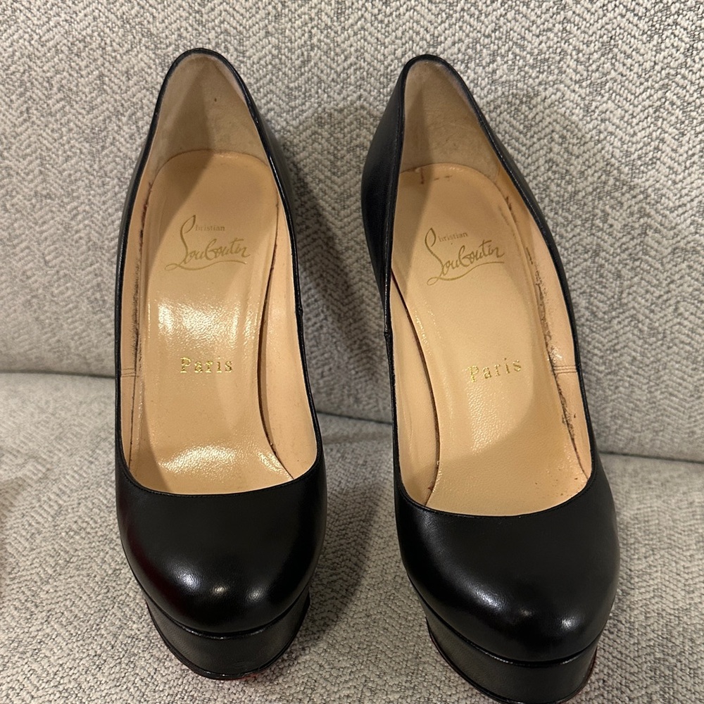 Christian Louboutin Black Platform Leather Heels